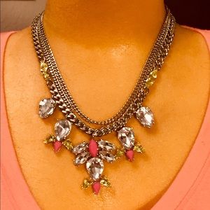 Beautiful rhinestone and pink stone necklace